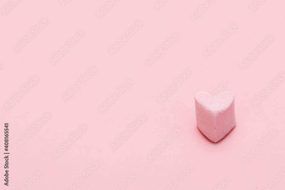little Sweet heart on a pink background. Happy Valentines