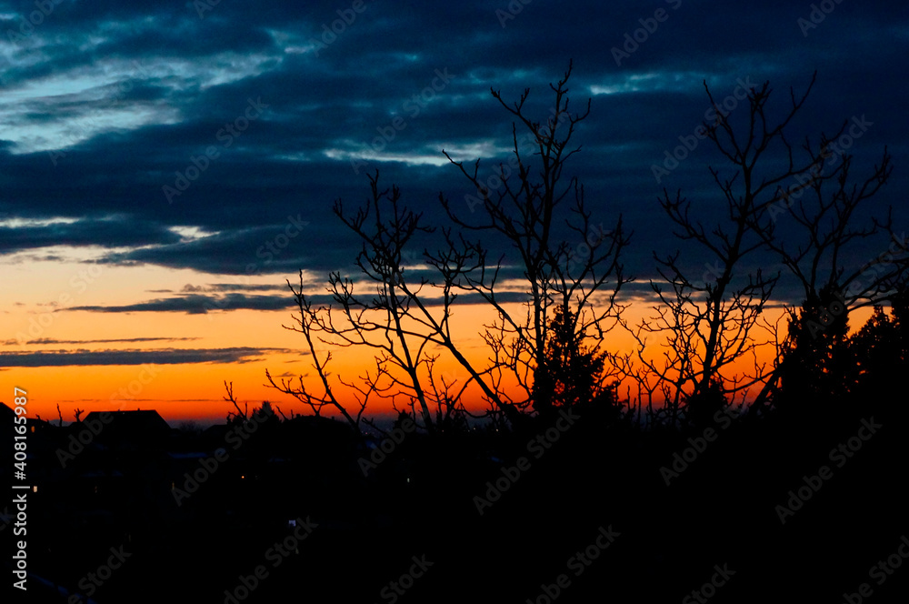 Fototapeta premium Sunset Clouds and Wood