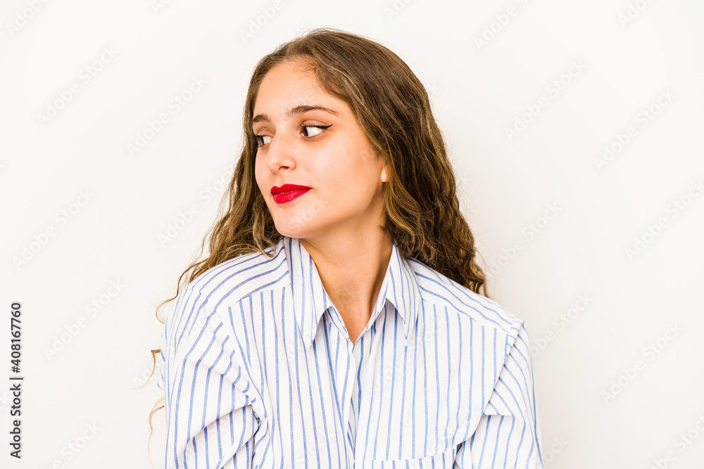 Young curly cute caucasian woman closeup face Young curly cute caucasian woman closeup face