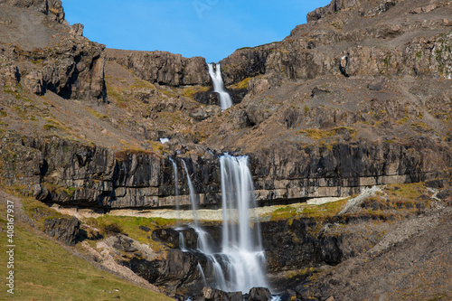 Waterfall Migandisfoss in Hornafjordur in Iceland