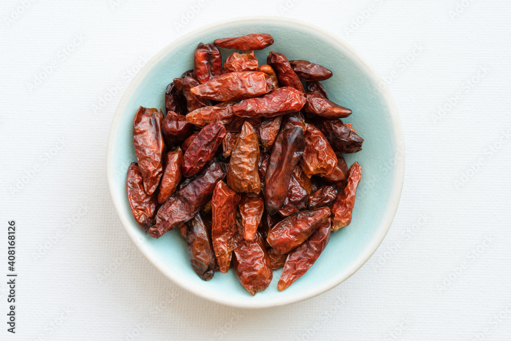 Dried Birdseye Chilis in a Bowl Dried Birdseye Chilis in a Bowl
