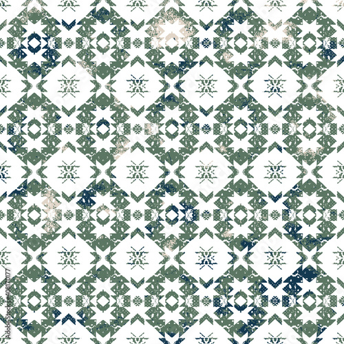 Geometric kilim ikat pattern with grunge texture 