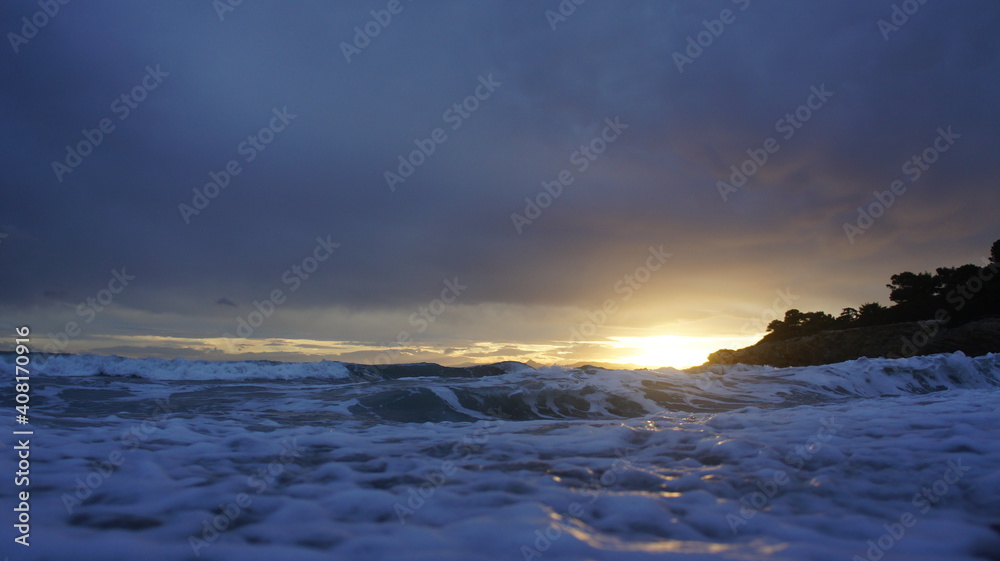 Fototapeta premium sunset over the winter Mediterranean sea