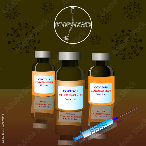 COVID Virus needle Vaccine on table