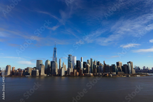Manhattan Skyline New York City, New York from Ellis Island with upper bay of Hudson River foreground © ARHIT