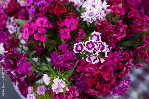 bright pink and red flower arrangement