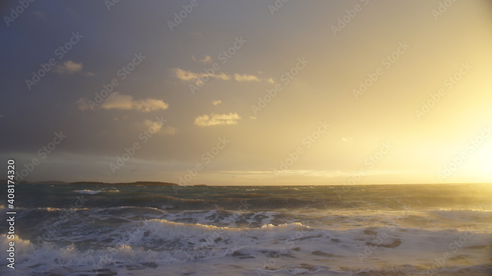 stormy sunset over the winter Mediterranean sea stormy sunset over the winter Mediterranean sea