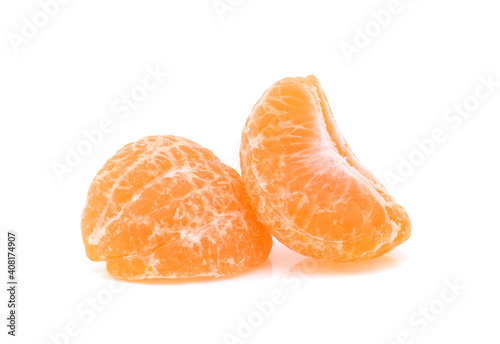 slices tangerine isolated on white background