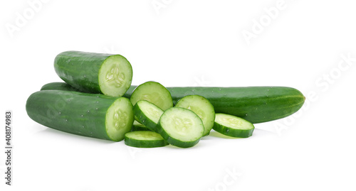 long cucumber on white background