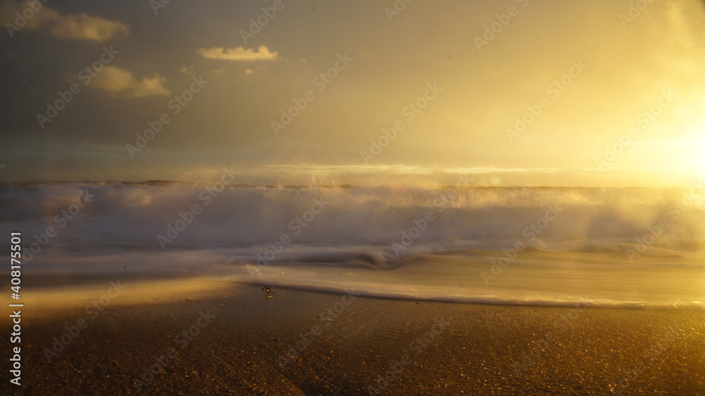 stormy sunset over the winter Mediterranean sea