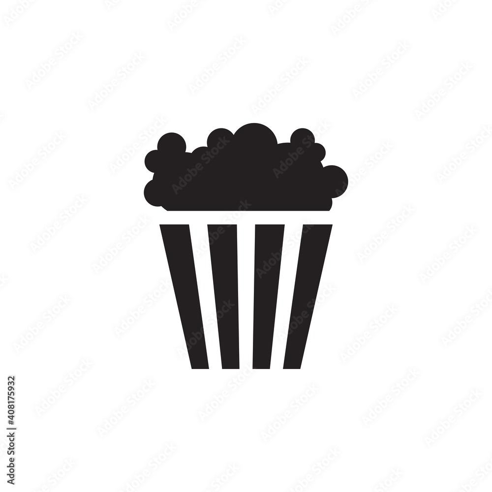 Popcorn icon, black isolated on white background, vector illustration. Popcorn icon, black isolated on white background, vector illustration.