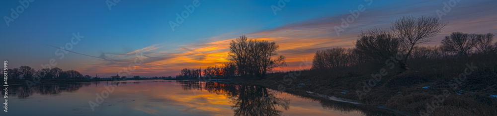 sunset over the river Panorama