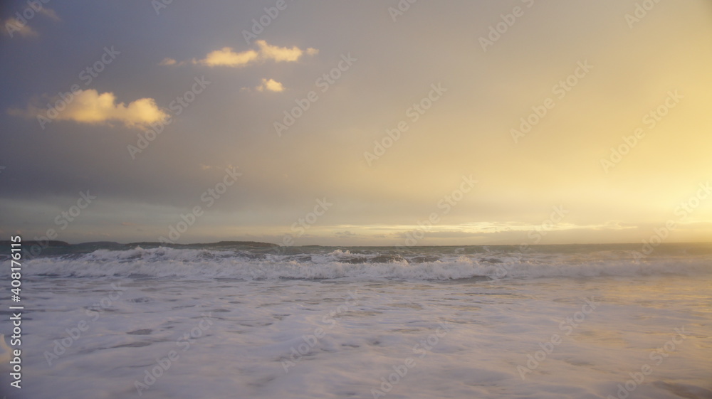 stormy sunset over the winter Mediterranean sea