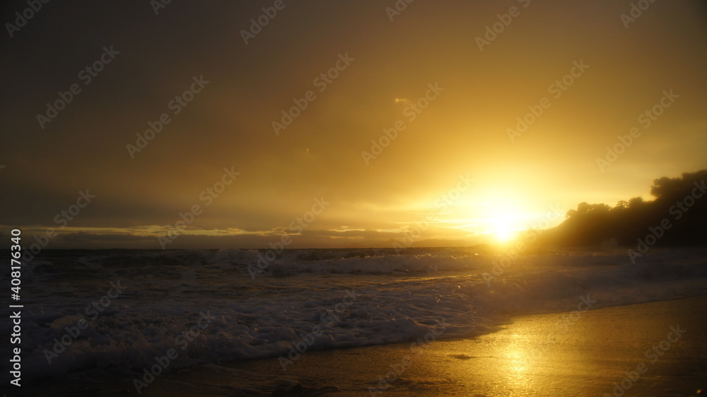 sunset over the winter Mediterranean sea sunset over the winter Mediterranean sea