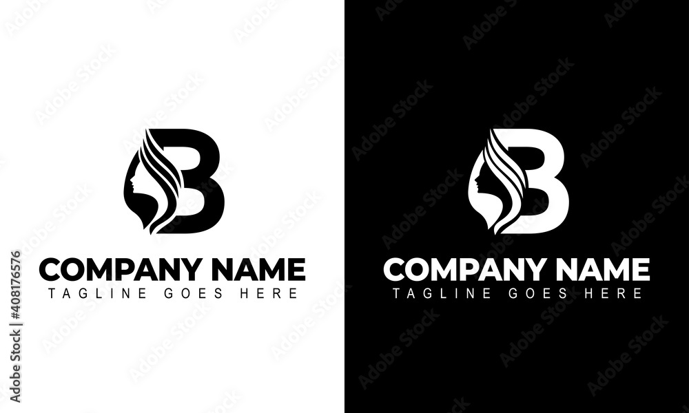 Letter B Beauty Women Face Logo Design Vector Illustration Letter B Beauty Women Face Logo Design Vector Illustration