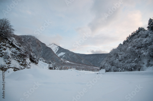 Wallpaper Mural Majestic sunset in the winter mountains landscape. Dramatic sky. Azerbaijan nature. Torontodigital.ca