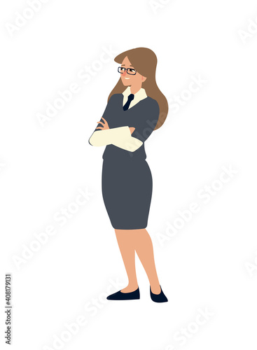 businesswoman crossed arms character icon flat isolated design