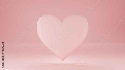 3d rendering pink heart happy valentine day.