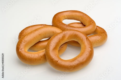 Russian bagel baranka on a white surface