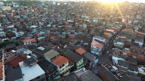 Aerial image of sunset in the Slum 