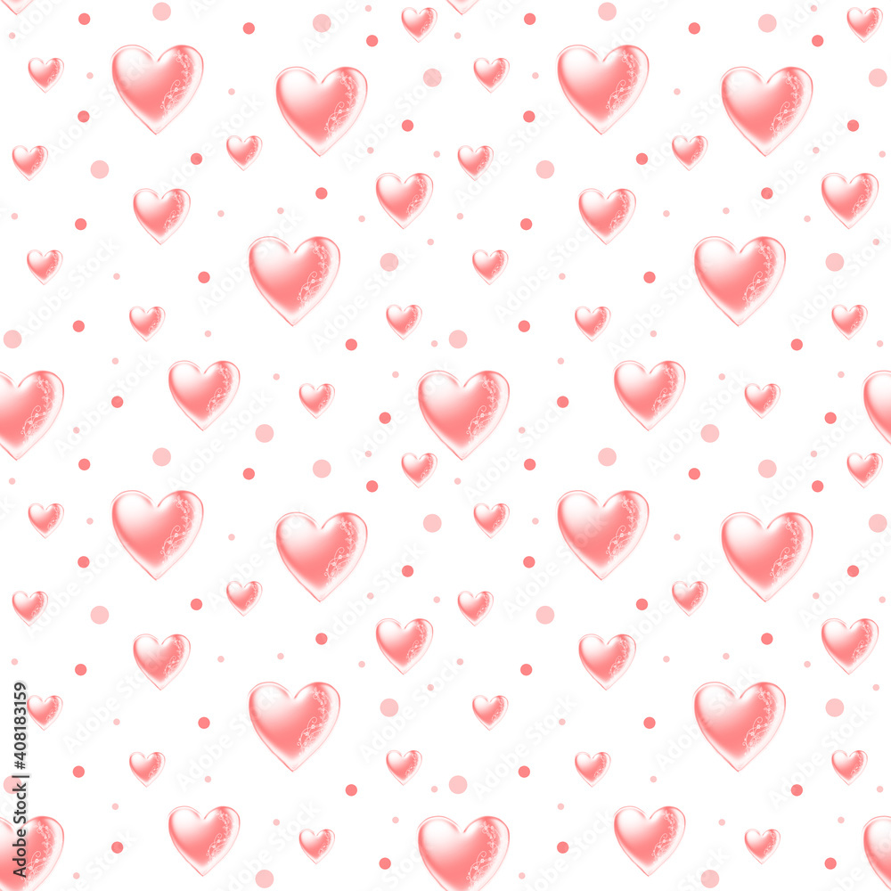 Red hearts on white background, Love seamless pattern for wallpaper, wrapping, scrapbooking, valentine\\\'s day