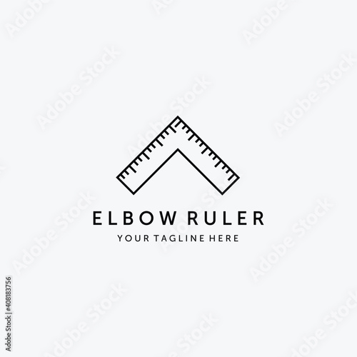 Elbow Ruler of Carpentry Tools Logo Vector Design Vintage Illustration like House