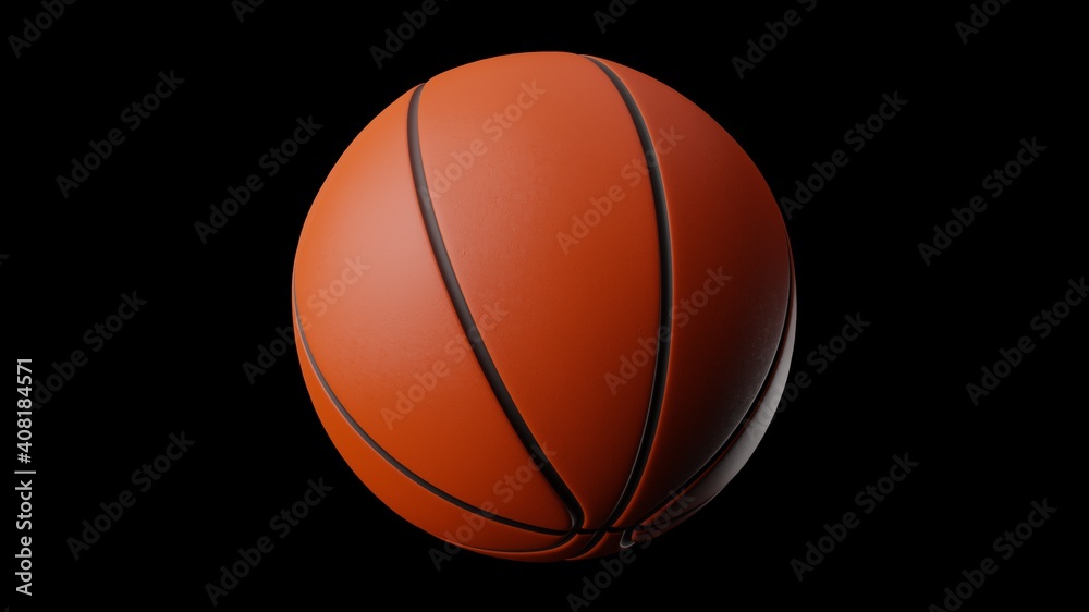 Basketball ball on black background.
3d illustration for background.

