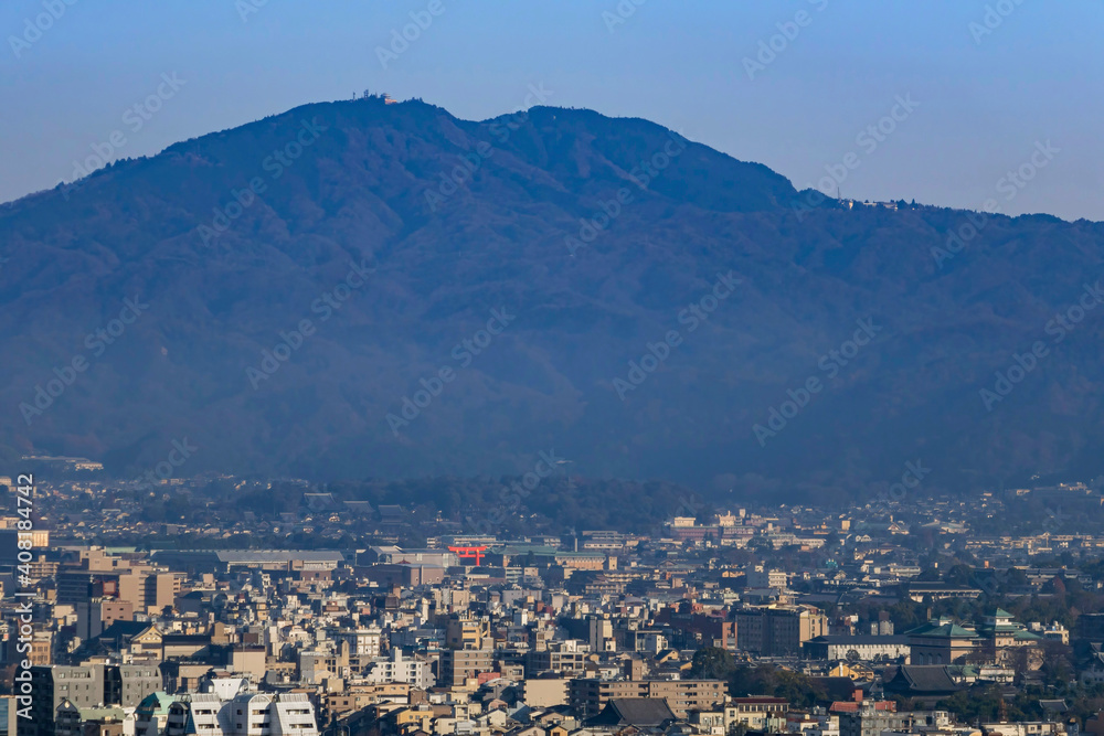 Aerial view of Kyoto downtown cityscape