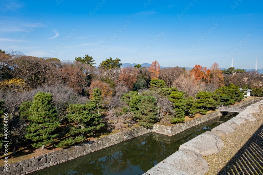 Sunny exterior view of the historical Nijo Castle