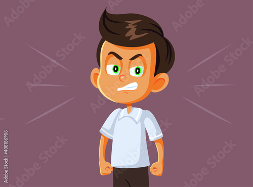 Angry Boy Vector Cartoon Illustration