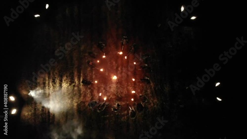 Men in black with torches, procession, rite