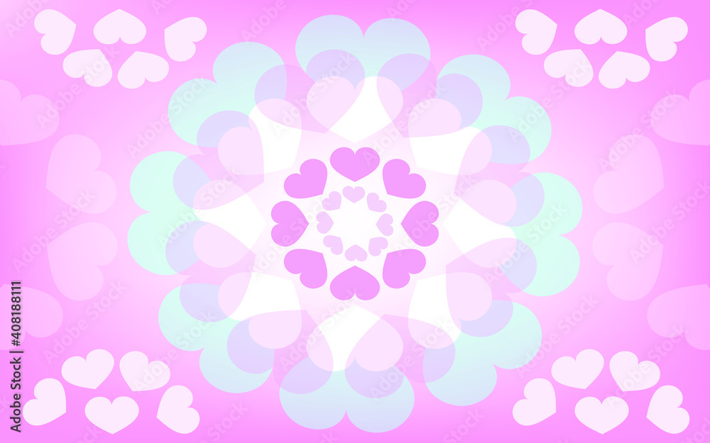 Pink abstract heart curve pattern background