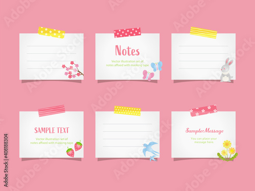メモ, 紙, 春, フレーム, テープ, イラスト, ベクター,  デザイン, セット