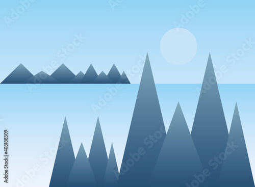 Polygonal landscape of spiky mountains vector design