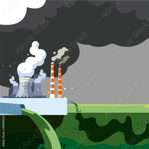 environmental contamination by factory, waste emission to river water
