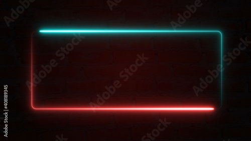 Colorful of red and blue rectangle light blaze with smoke texture pattern abstract effect in black background
