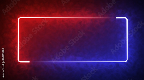 Colorful of red and blue rectangle light blaze with smoke texture pattern abstract effect in black background