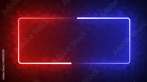 Colorful of red and blue rectangle light blaze with smoke texture pattern abstract effect in black background