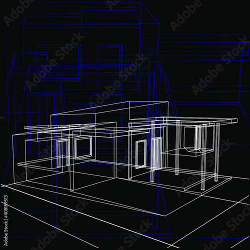 Architecture building construction line art design wallpaper.