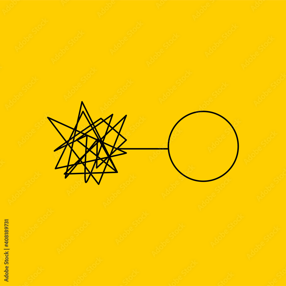 Tangle tangled and untangled. Abstract metaphor Stock Vector
