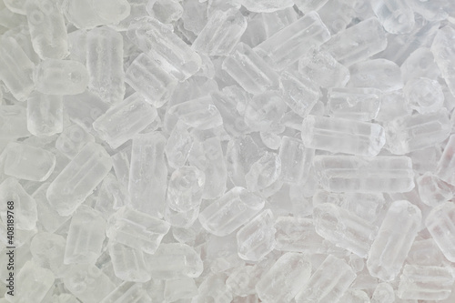 A heap of an ice cube, top view, full-frame.