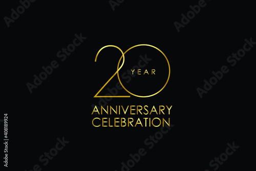 Luxury Black Gold years anniversary, minimalist logo years, jubilee, Ribbon greeting card. Birthday invitation. Gold space vector illustration on black background - Vector
