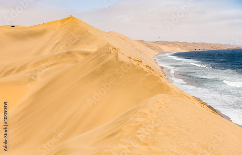 High Namib Dunes Fall Directly Into The Atlantic Ocean At Sandwich Harbour, Erongo, Namibia