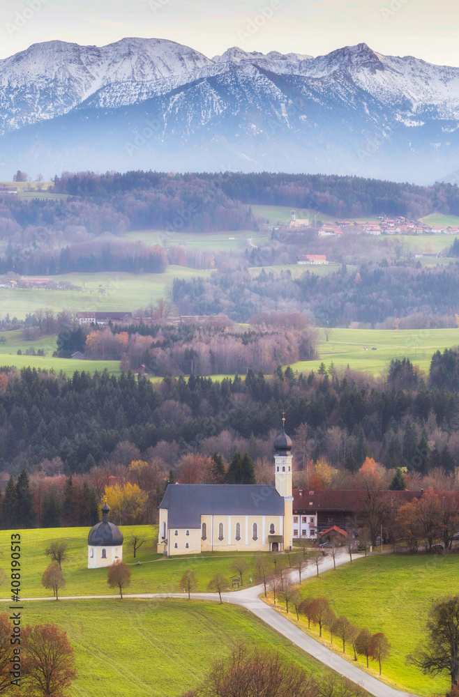 Pilgrimage Church Wilparting In Autumn, Bavaria, Germany