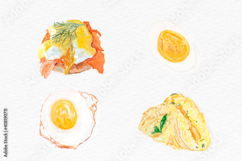 Healthy egg breakfast vector set