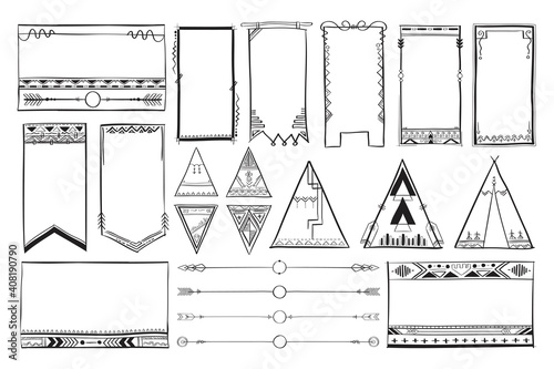Boho hand drawing doodle collection vector illustration