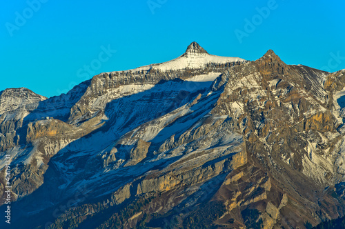 Peaks Oldenhorn And Sex Rouge In The Massif Les Diablerets, Les Diablerets, Alpes Vaudoises, Switzerland