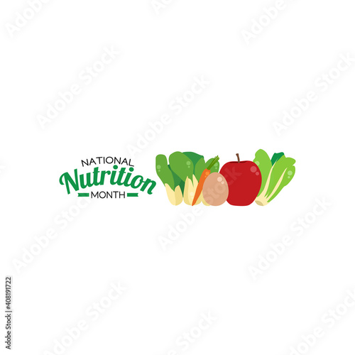 vector graphic of national nutrition month good for national nutrition month celebration. flat design. flyer design.flat illustration.