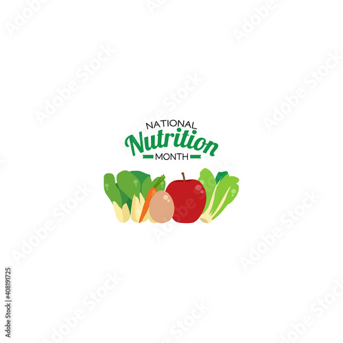 vector graphic of national nutrition month good for national nutrition month celebration. flat design. flyer design.flat illustration.