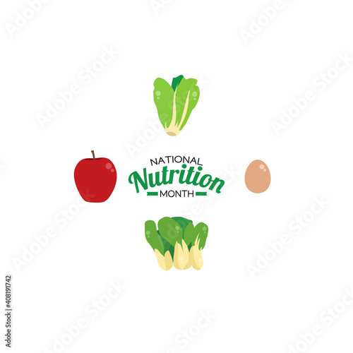 vector graphic of national nutrition month good for national nutrition month celebration. flat design. flyer design.flat illustration.